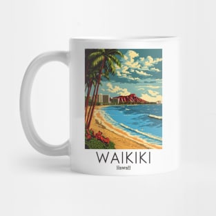 A Vintage Travel Illustration of Waikiki - Hawaii Mug